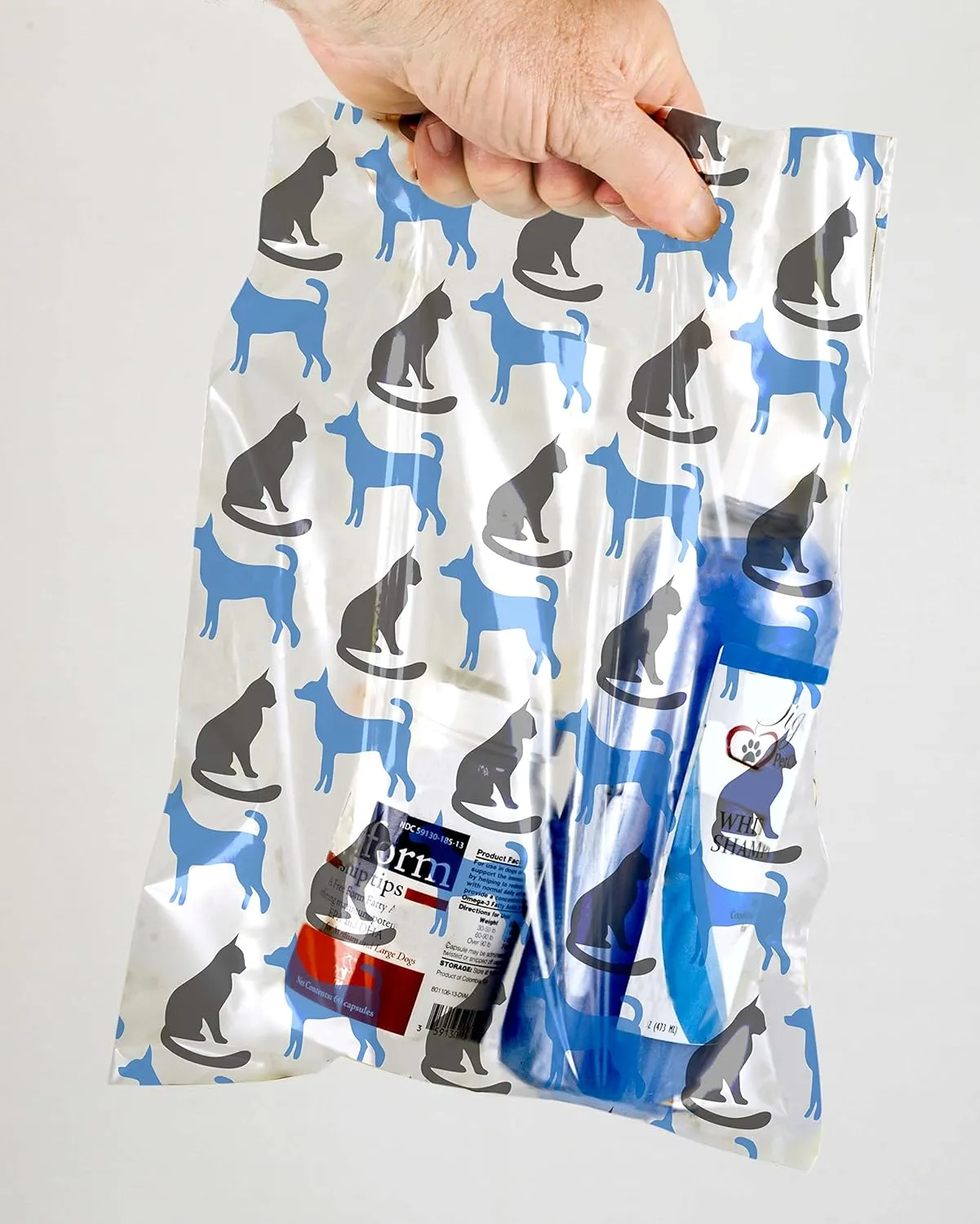 100 Pcs Pet Themed Print Bags — Cartoon Dog & Cat Faces, MSP1007 Clear Plastic Scatter Bags, Veterinary Treat Bags for Cat & Dog — Goodie Storage Bag w/Handles for Parties — Teal & Pink (9 x 12)