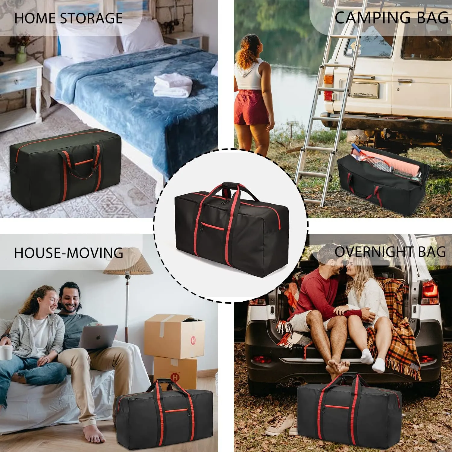 100L Large Duffle Bag for Travel 31.1” Diffle Bag - Overnight Weekender Camping, Storage for Men Women, Grey