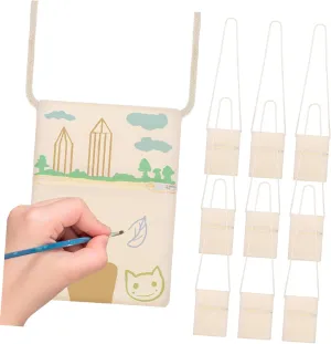 10pcs One-shoulder Canvas Zipper Pouch Bags Cellphone Cell Phone Bag Blue Body Phone Bag Simple Blank Purses for Crafting Handbag Nonwoven Fabric Beige