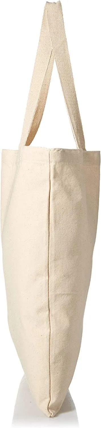 12 Pack Blank Bulk Canvas Cotton Tote Bags Wholesale Natural Reusable Cloth Fabric Plain Bags Decorating Heat Press Printing