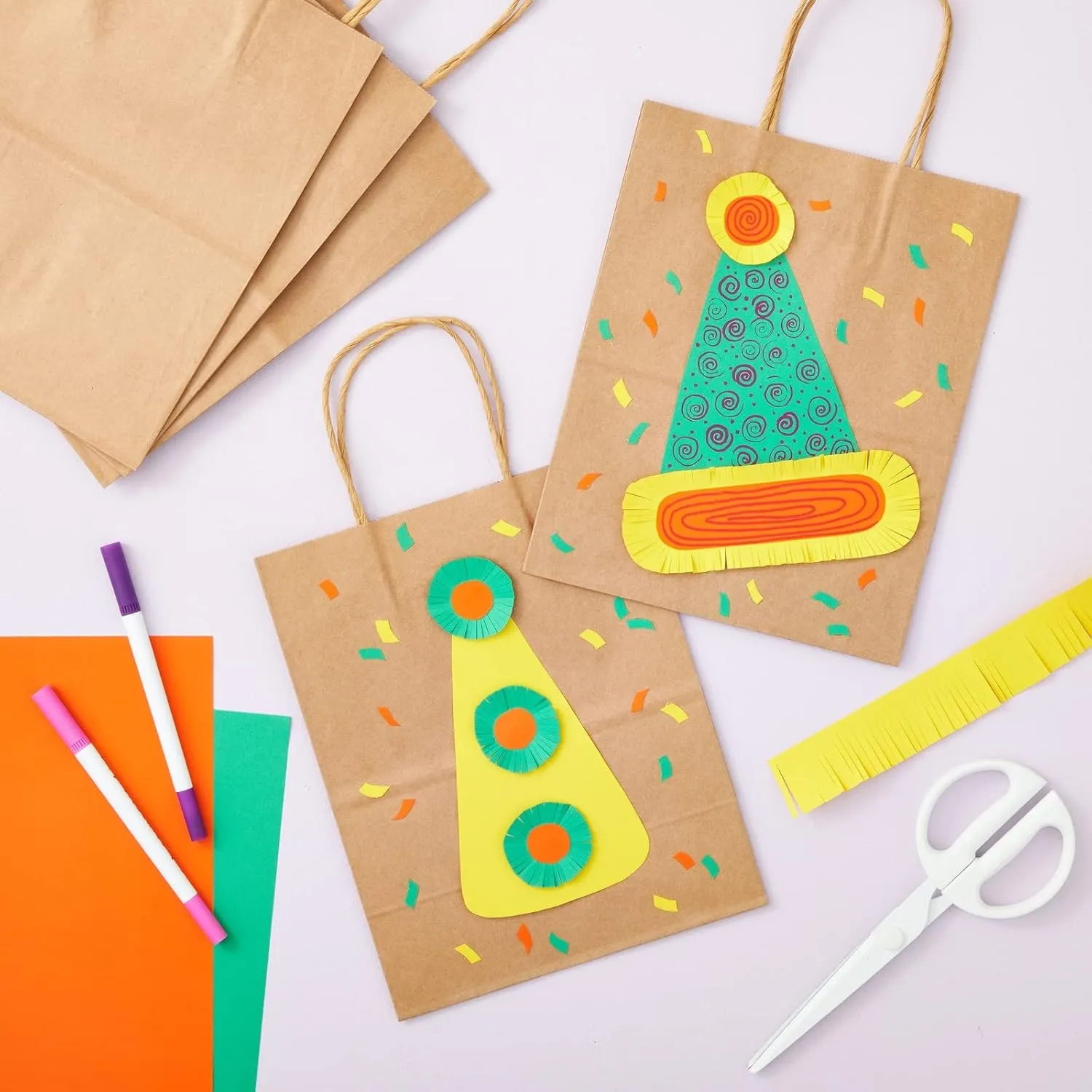 12 Pack Medium Paper Bags with Handles, Bulk Brown Bags for Party Favors, Goodies (8 x 4.75 x 10 In)