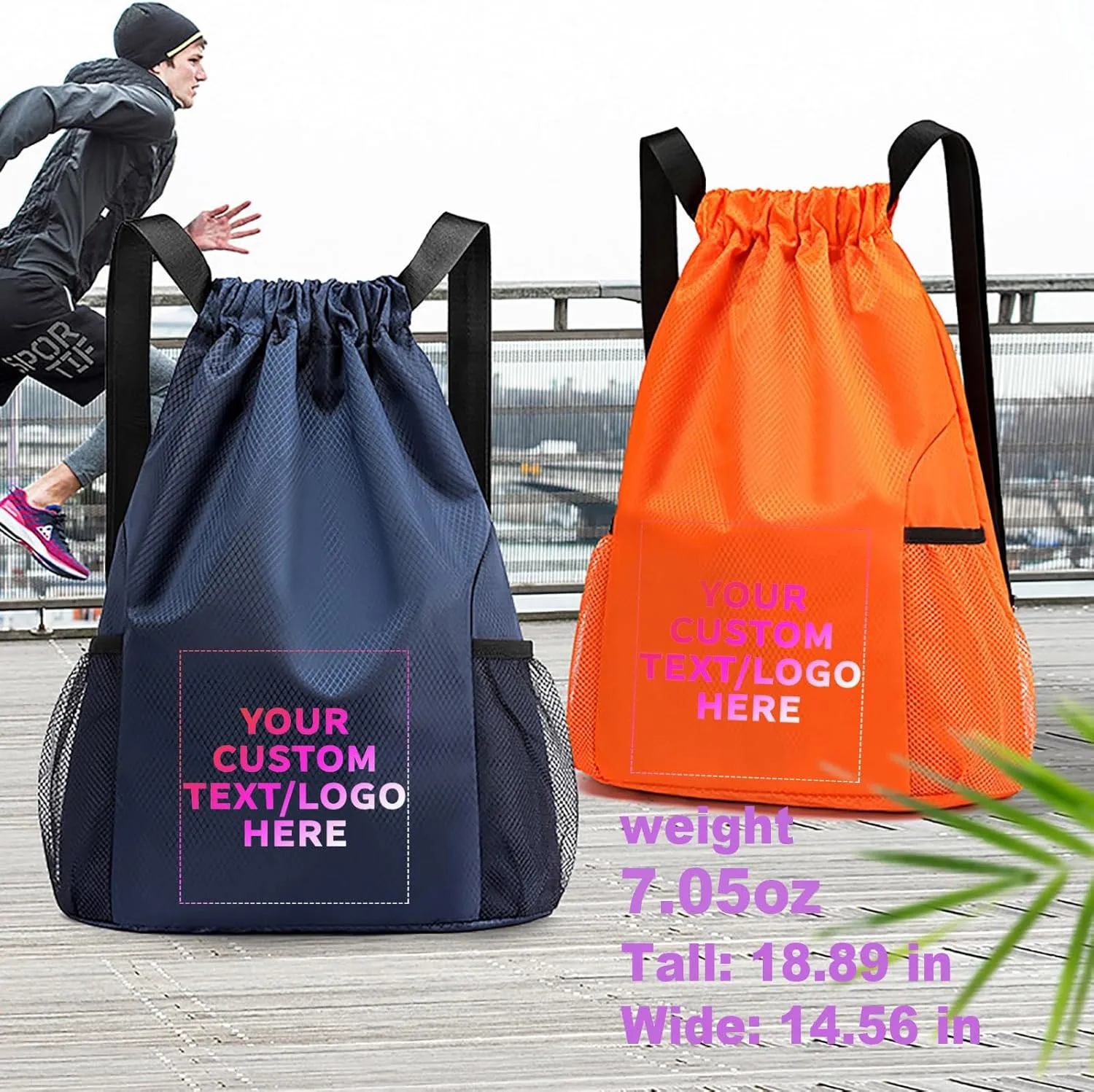 12 PCS Custom Drawstring Backpacks – Personalized Cinch Bags with Logo or Design, Waterproof, Adjustable Straps, Bulk Pack for Branding, Gym, Travel, or Promotions (Custom - Black, 12 bags)