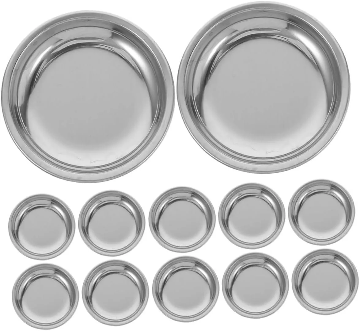 12Pcs Stainless Steel Tea Bag Holders Drip Tray Saucer for Tea Infuser Condiment Spices Coasters for Home Office and Tea Rooms Elegant Easy to Clean