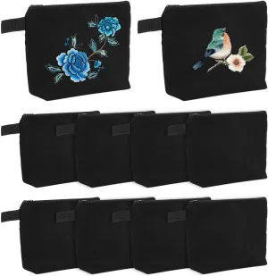 12Pieces Canvas Cosmetic Bags Plain Makeup Pouch with Zipper Blank DIY Bags for Travel Toiletry Makeup Cosmetic Stationery