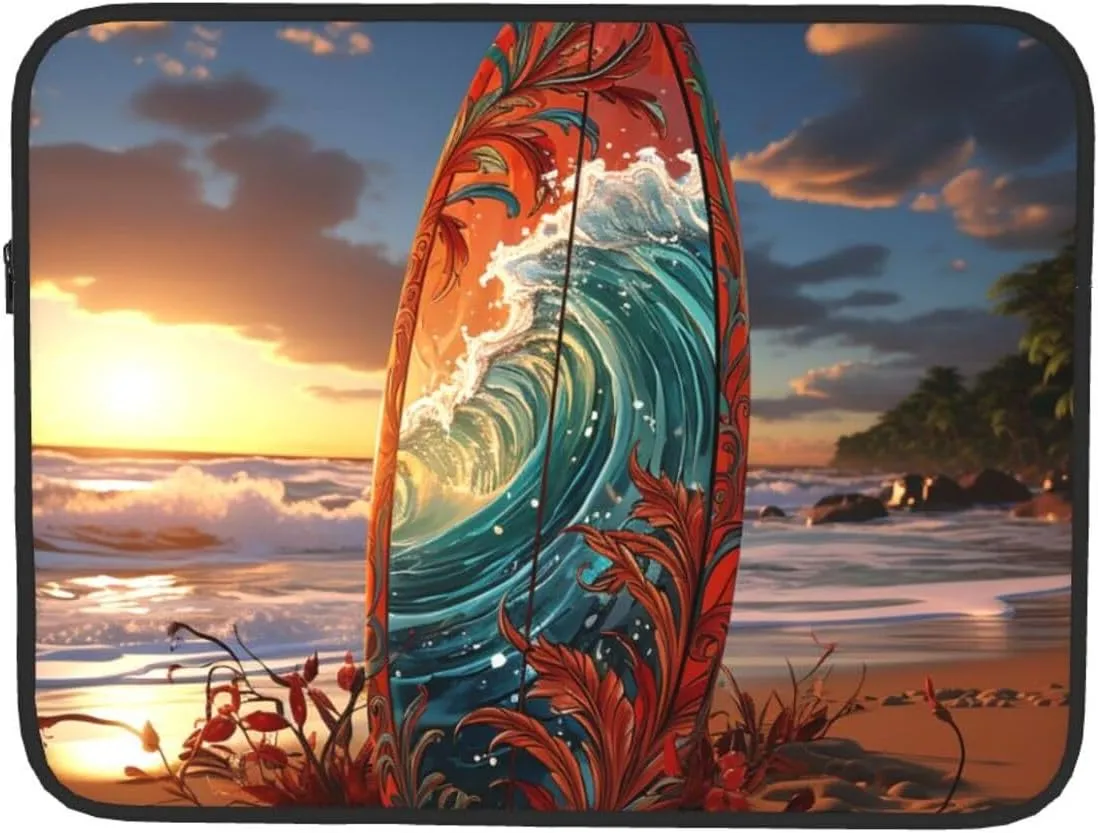 15 Inch Laptop Sleeve Bag Waterproof Shockproof Laptop Case Bags Lightweight Computer Skin Bag Colorful Surfboard Tablet Carrying Case