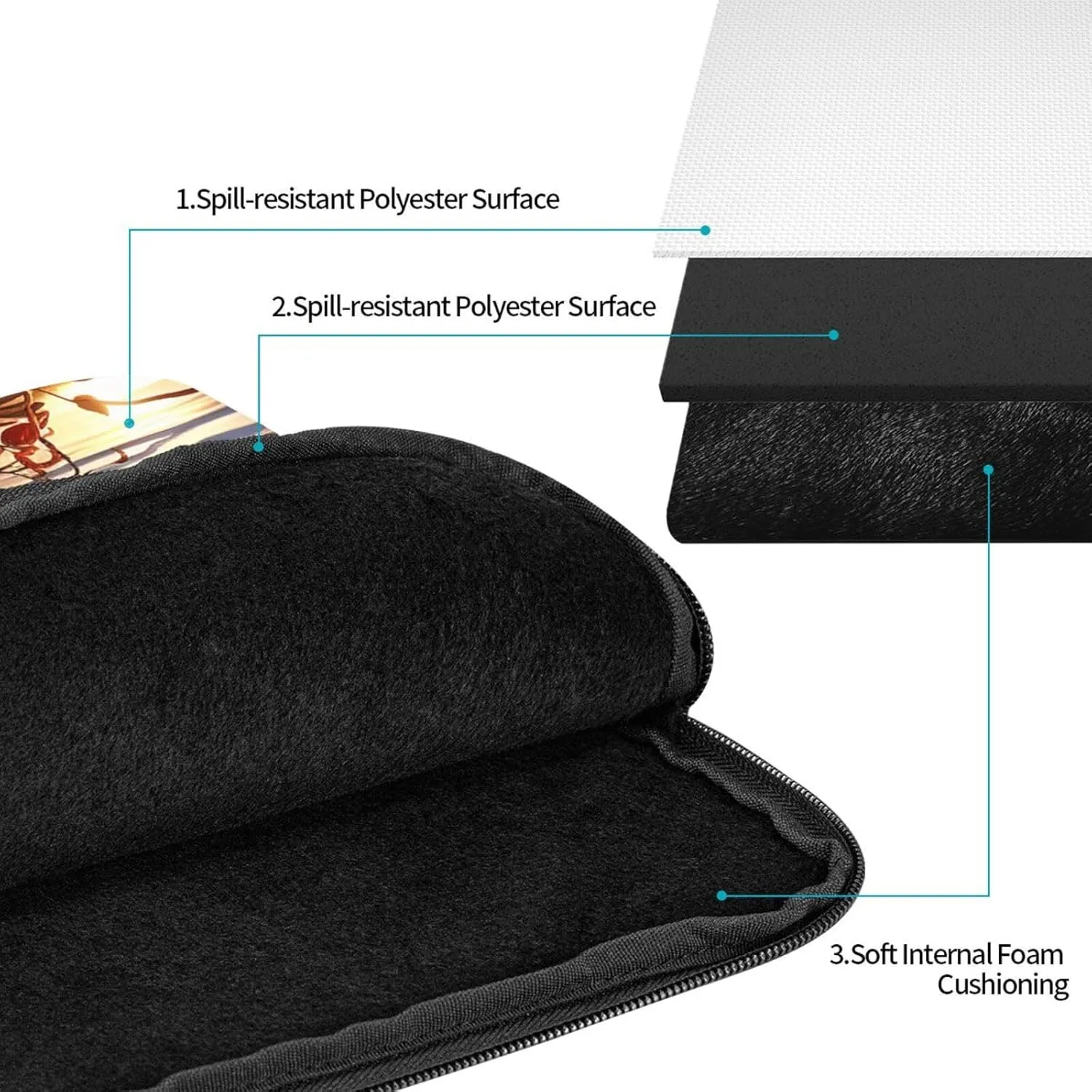 15 Inch Laptop Sleeve Bag Waterproof Shockproof Laptop Case Bags Lightweight Computer Skin Bag Colorful Surfboard Tablet Carrying Case