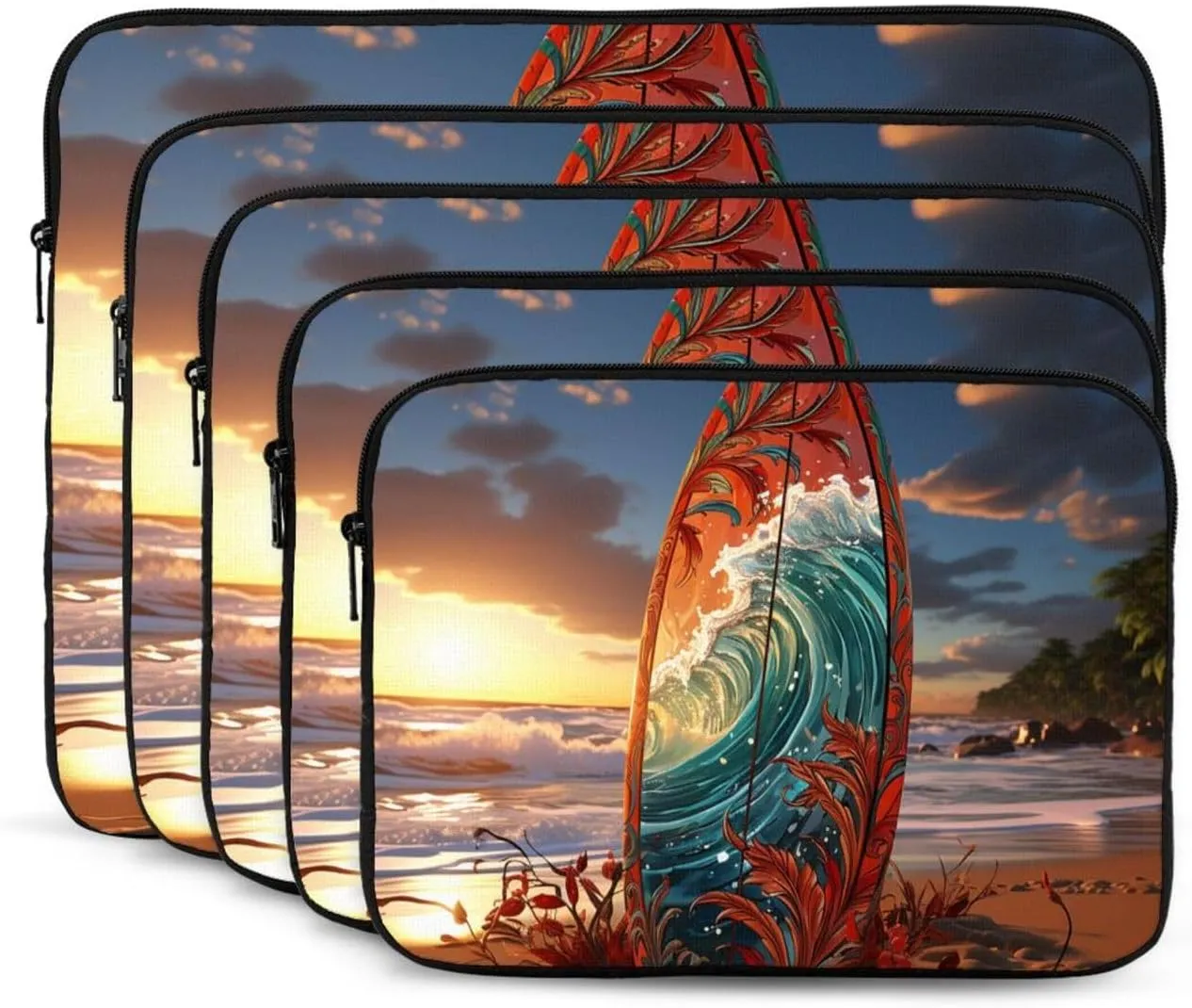 15 Inch Laptop Sleeve Bag Waterproof Shockproof Laptop Case Bags Lightweight Computer Skin Bag Colorful Surfboard Tablet Carrying Case