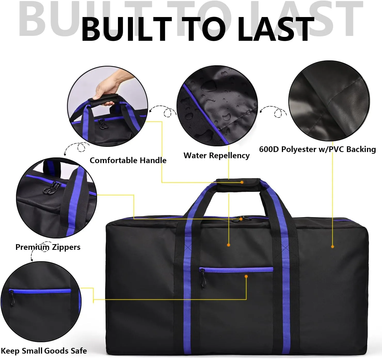150L Large Duffle Bag for Travel 37” Diffle Bag for Overnight Weekender Camping, Storage for Men Women, Blue