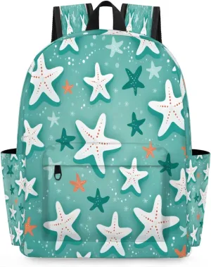 15.1 Inch Casual Backpack Starfish Small Backpack with Multiple Pocket Waterproof Mini Bags Daypack with Chest Strap Cartoon Starfishes Travel Bag