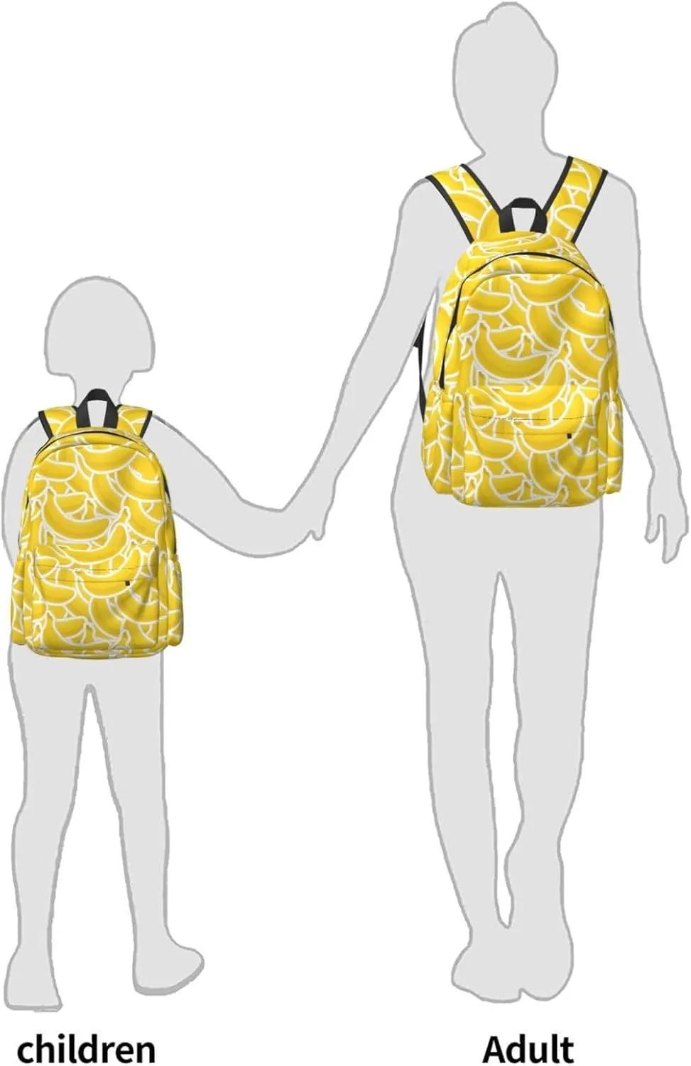 17 inch Backpack Banana Yellow Pattern Seamless Laptop Backpack School Bookbag Shoulder Bag Casual Daypack