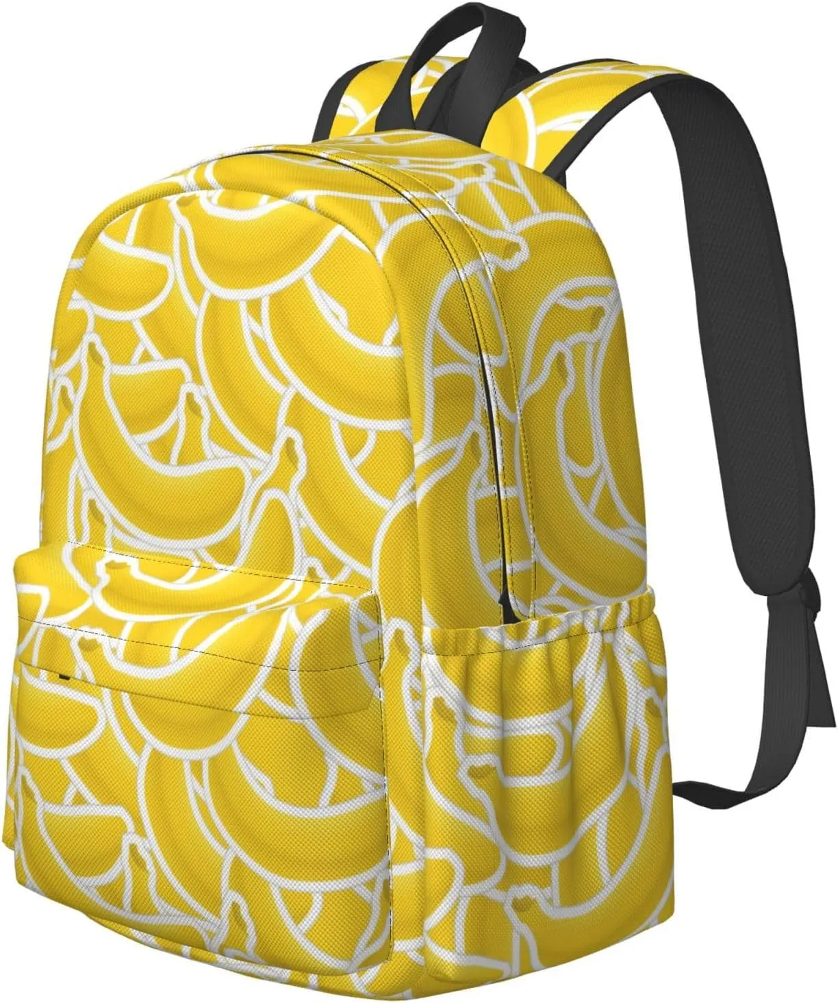 17 inch Backpack Banana Yellow Pattern Seamless Laptop Backpack School Bookbag Shoulder Bag Casual Daypack