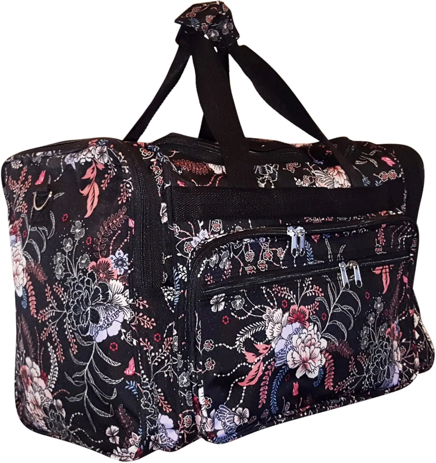 19" Fashion Multi Pocket Duffle Bag - Personalization Available (Blank - Floral)
