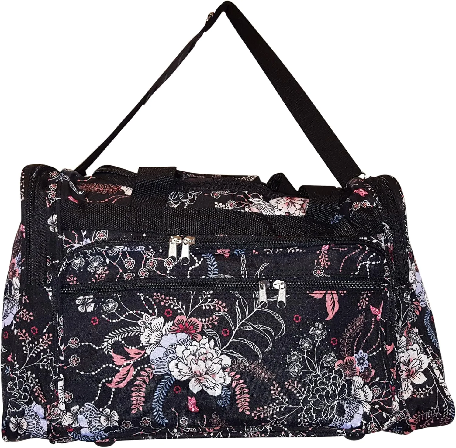 19" Fashion Multi Pocket Duffle Bag - Personalization Available (Blank - Floral)