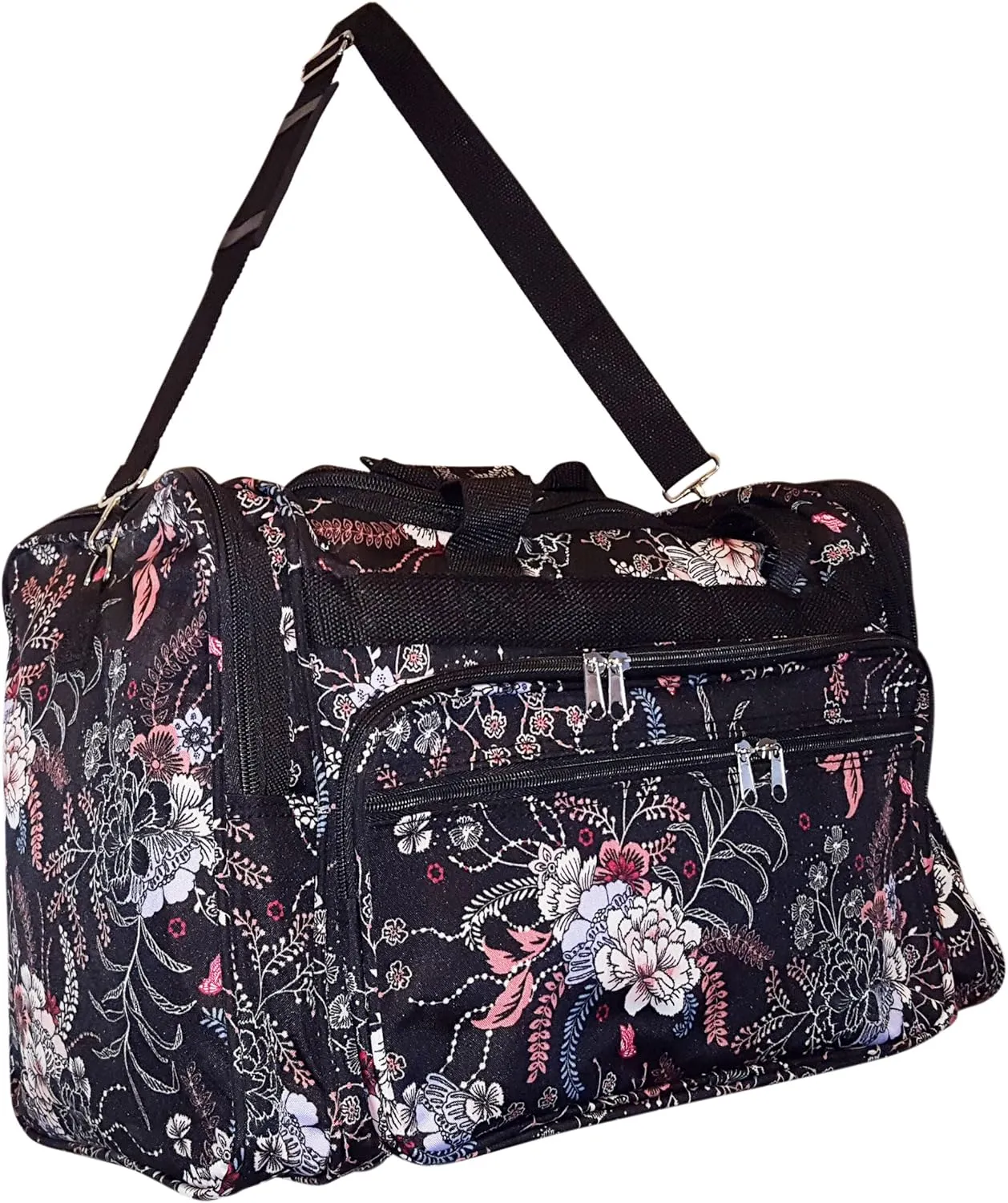 19" Fashion Multi Pocket Duffle Bag - Personalization Available (Blank - Floral)