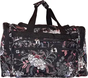 19" Fashion Multi Pocket Duffle Bag - Personalization Available (Blank - Floral)