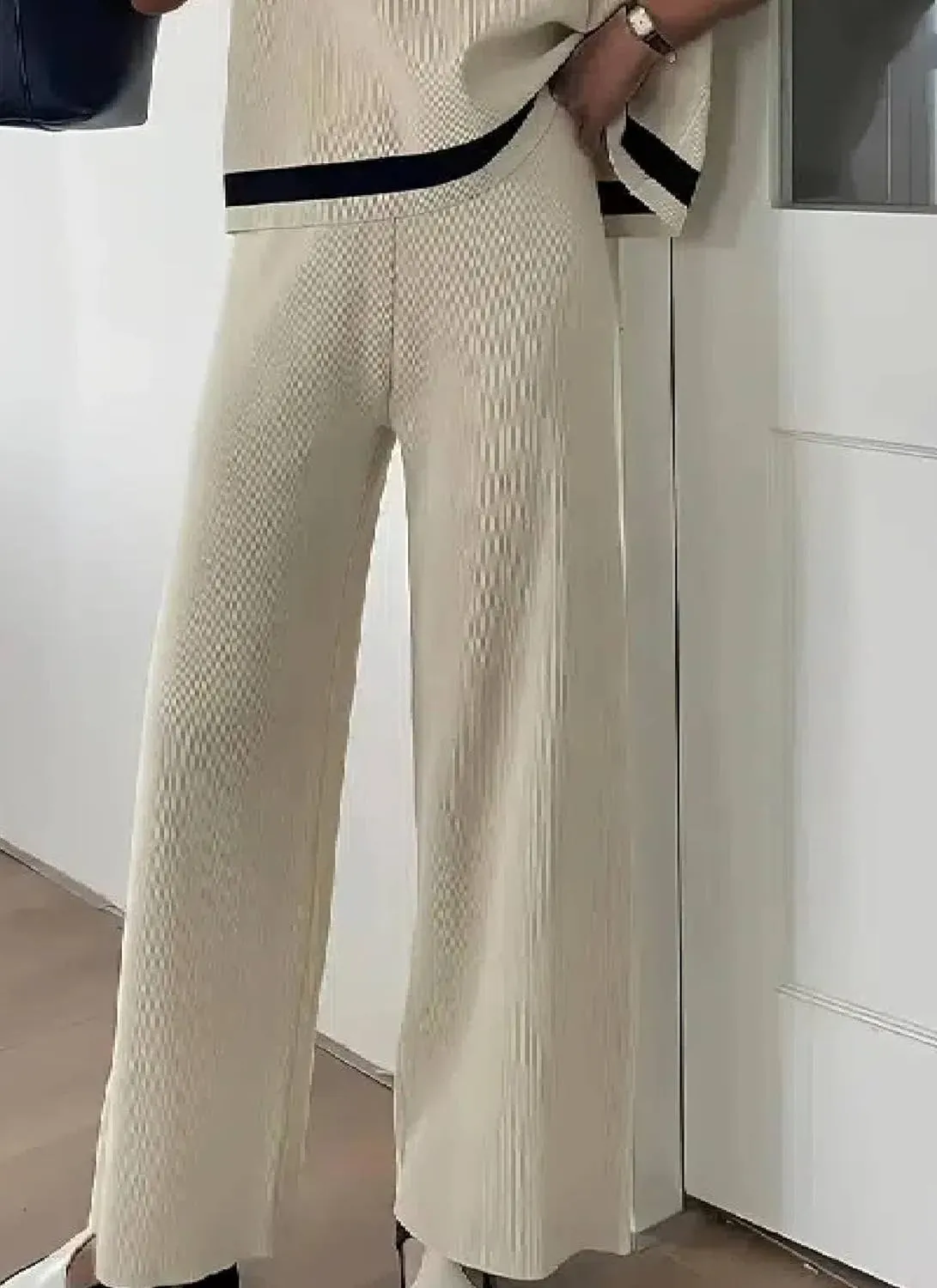 2 Piece Sets For Women Lounge Wear Matching Two Piece Stylish Striped Short Sleeve Tops and Plain Pants Summer Outfit