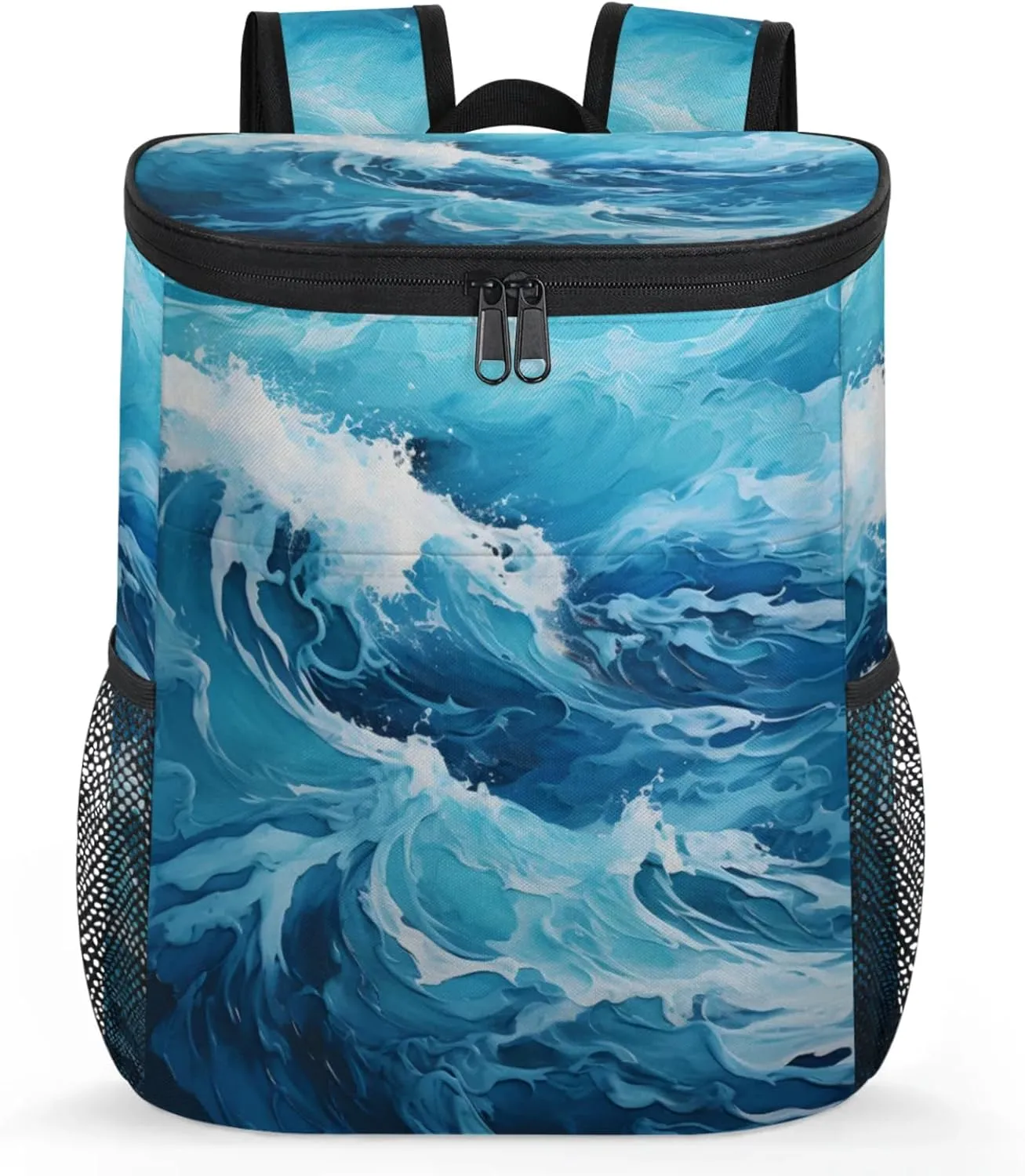 20-Hour Insulated Backpack Cooler Striped Anchor Leakproof Cooler Bag Portable Cooler Backpack