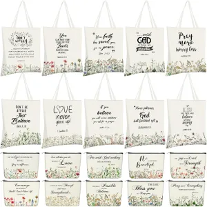 20 Pcs Christian Gift Women Mother's Day Including 10 Bible Verse Tote Bags 10 Christian Makeup Bags Inspirational Religious Scripture Gifts for Church Xmas Valentines(Classic)