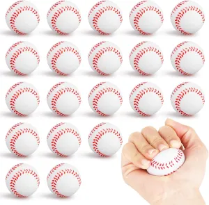 20 Pieces Mini Baseball Stress Balls Baseball Party Favors Foam Sports Balls Small Squeeze Anxiety Bulk Toy Ball for Kids Birthday Party, School Reward Carnival Party Supplies