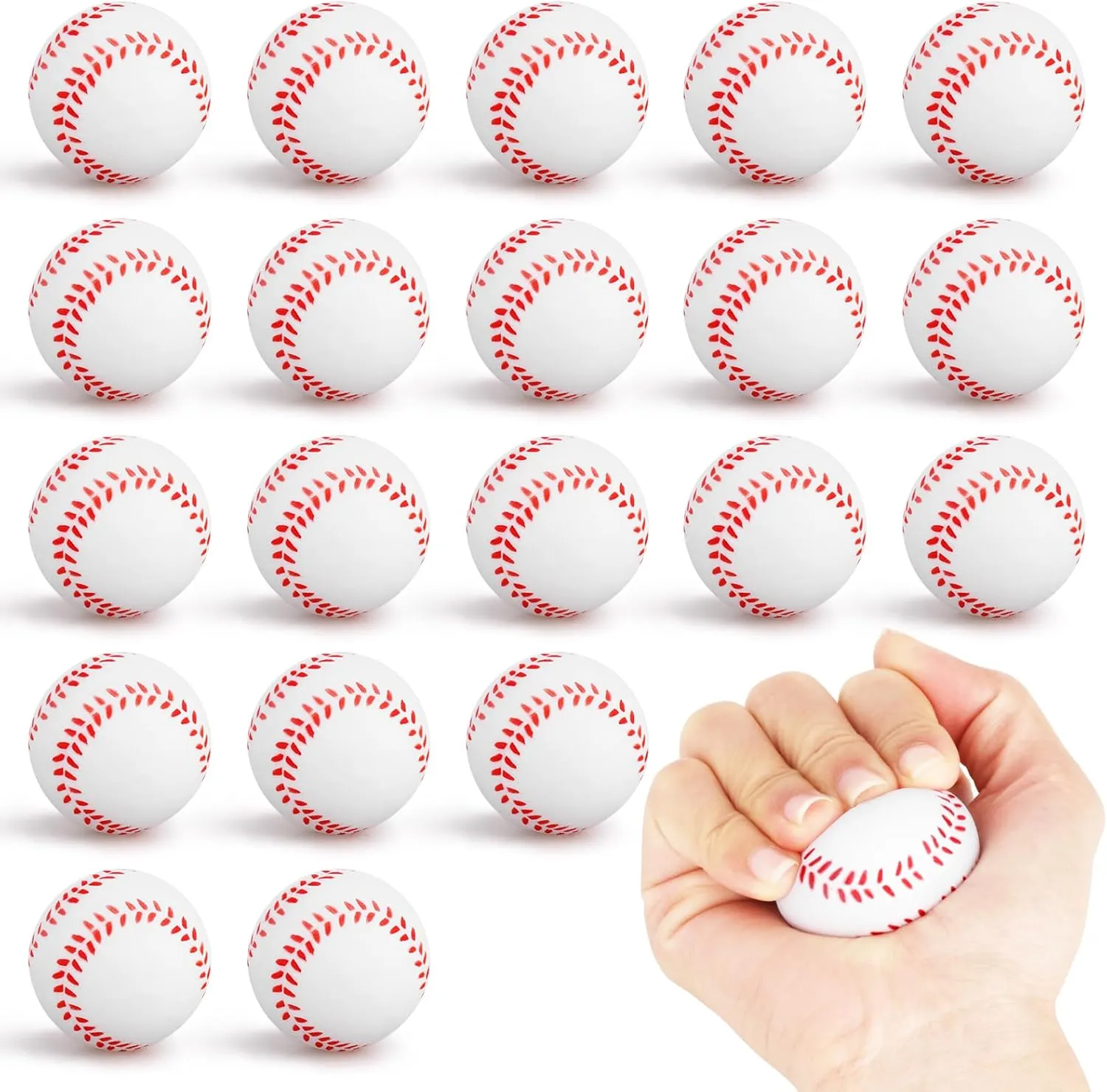 20 Pieces Mini Baseball Stress Balls Baseball Party Favors Foam Sports Balls Small Squeeze Anxiety Bulk Toy Ball for Kids Birthday Party, School Reward Carnival Party Supplies