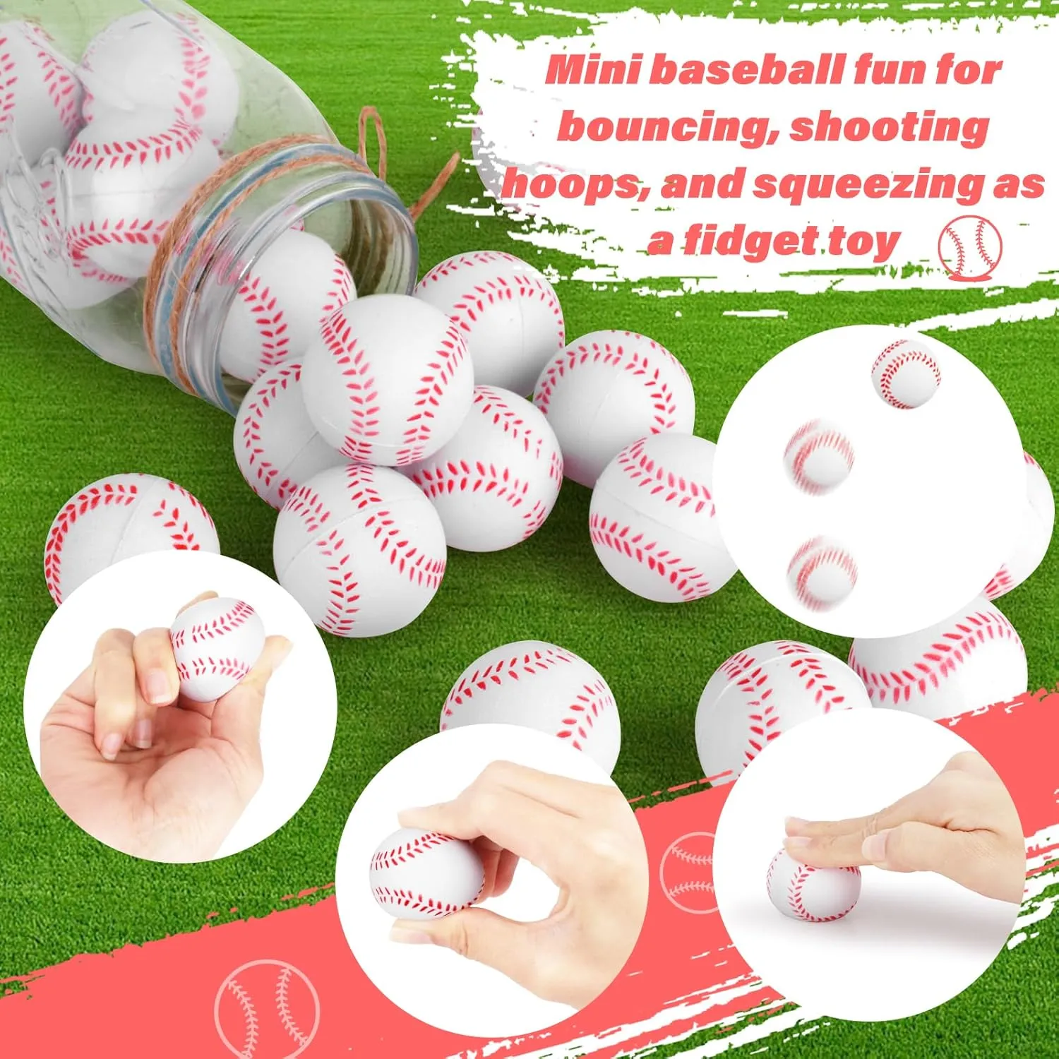 20 Pieces Mini Baseball Stress Balls Baseball Party Favors Foam Sports Balls Small Squeeze Anxiety Bulk Toy Ball for Kids Birthday Party, School Reward Carnival Party Supplies