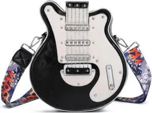 2024 Niche guitar-shaped crossbody bags, novelty crossbody bags, studd-embellished stylish shoulder bags