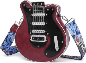 2024 Niche guitar-shaped crossbody bags, novelty crossbody bags, studd-embellished stylish shoulder bags