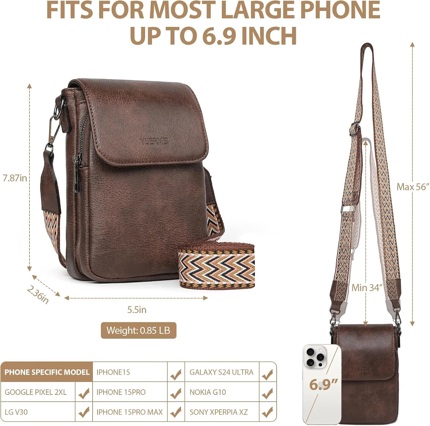 2024 Trendy Crossbody Phone Bag for Women,Mini Cell Phone Crossbody Purse Bags with Multi Pockets