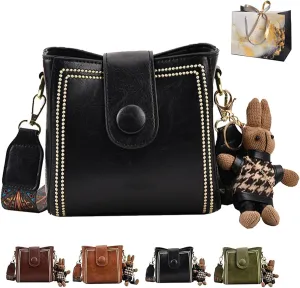 2025 New Bootara Bucket Bag, Bootara Women's Vintage Bunny Charm Bucket Bag, Stylish Minimalist Leather Purse