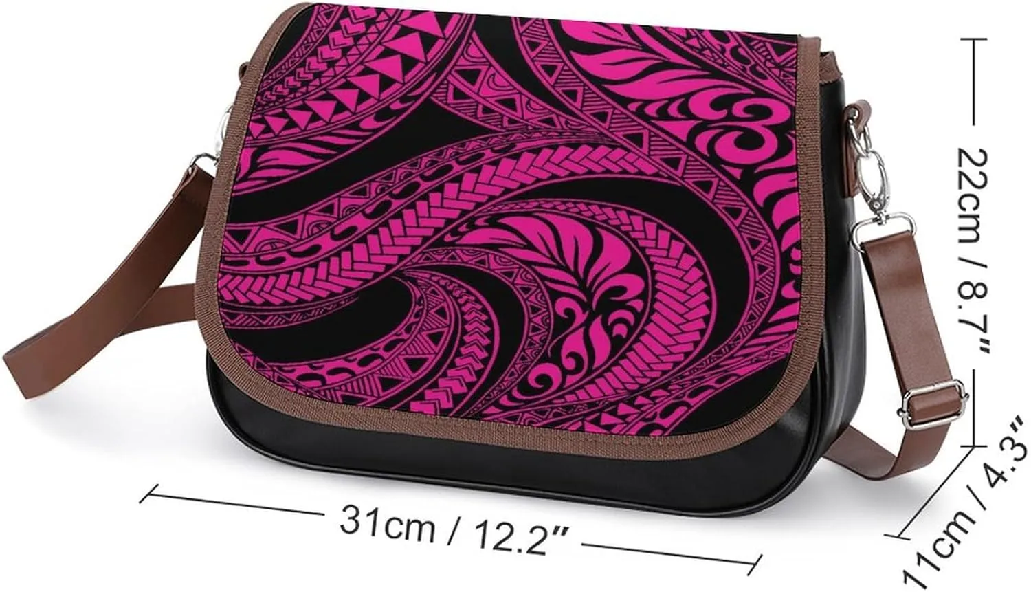 2025 Pacific Island Holiday Fashion Women'S Bag Polynesian Tribal Pattern Floral Print Leather Crossbody Bag