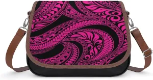 2025 Pacific Island Holiday Fashion Women'S Bag Polynesian Tribal Pattern Floral Print Leather Crossbody Bag