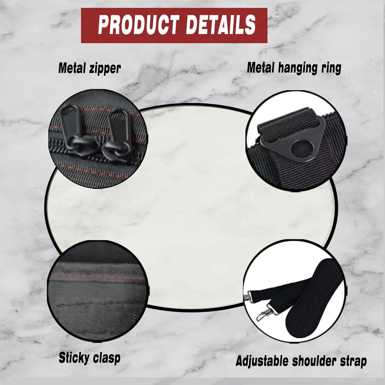 22-Inch Wide Mouth Bottom Tool Bag Heavy Duty Waterproof Tool Storage Bag with Adjustable Shoulder Strap Equipment Storage. (Red-22Inch)