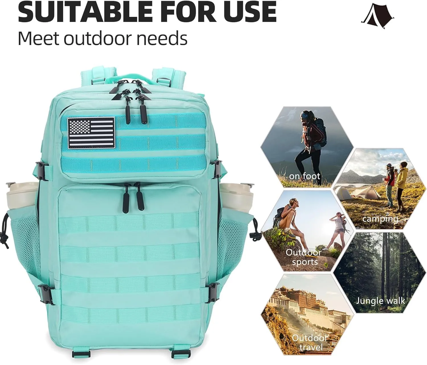25L Small Tactical Hiking Backpack for Women Training Gym Fitness Bag Outdoor Camping Backpacks Travel Waterproof (Green)