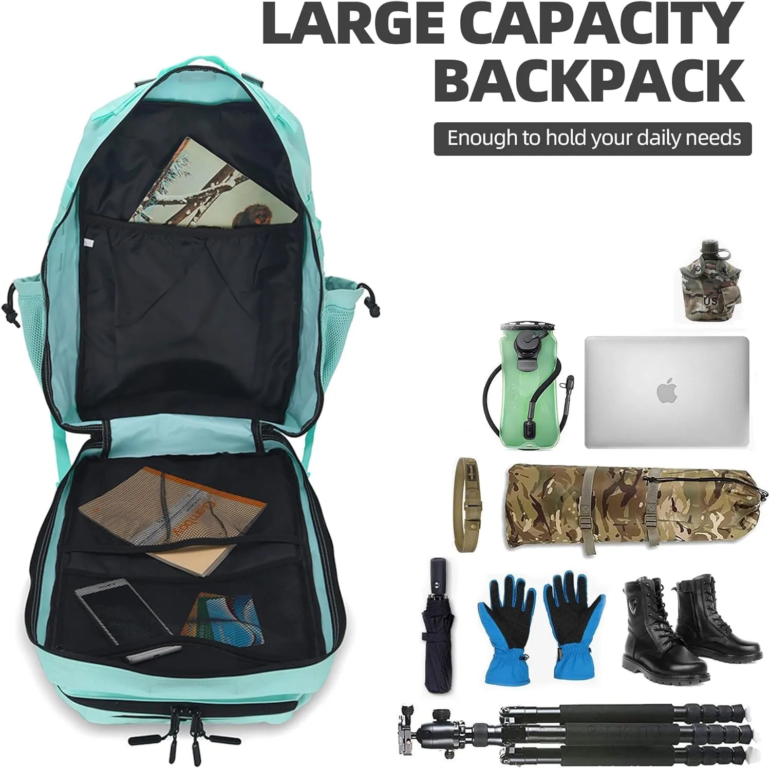 25L Small Tactical Hiking Backpack for Women Training Gym Fitness Bag Outdoor Camping Backpacks Travel Waterproof (Green)