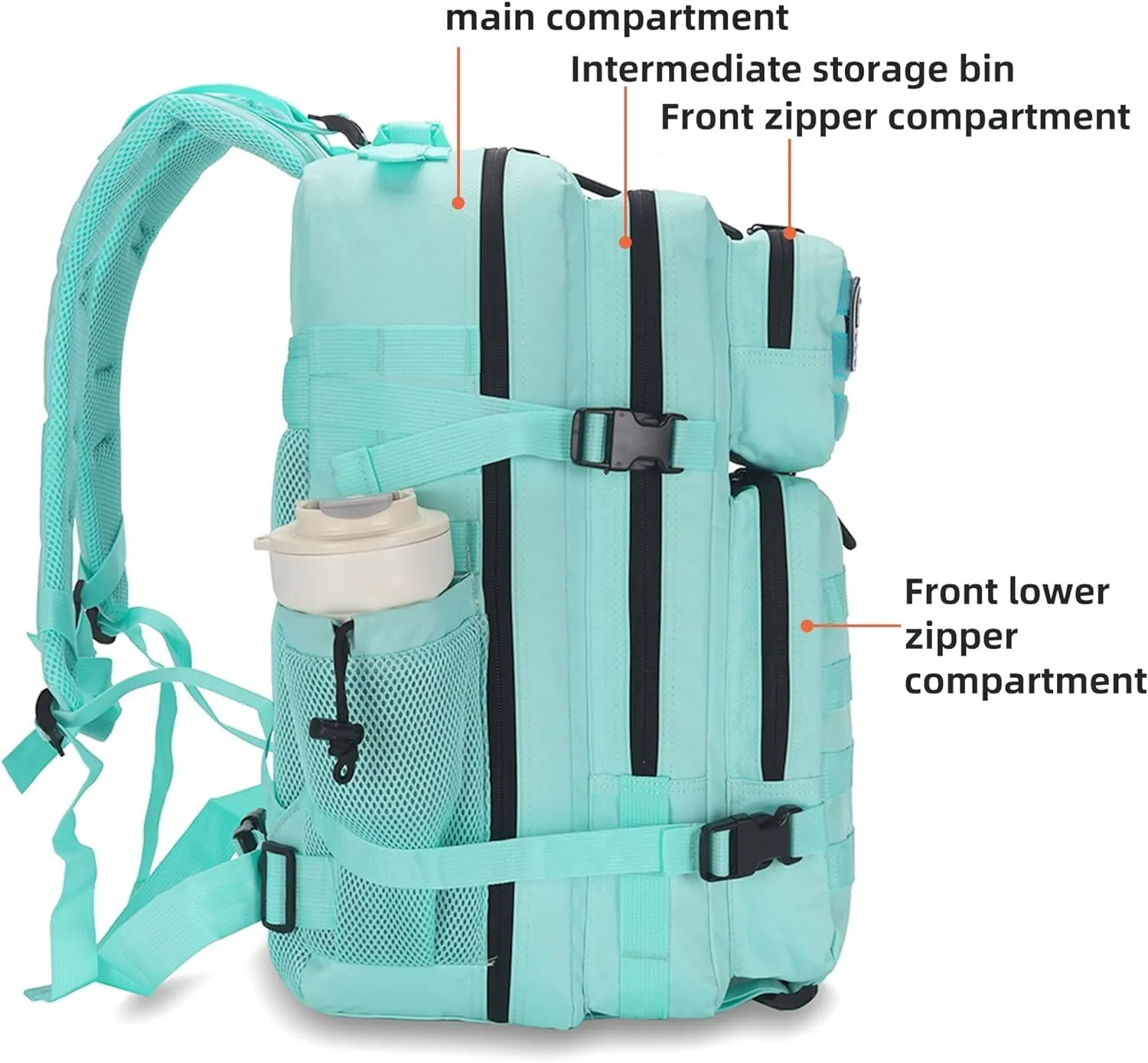 25L Small Tactical Hiking Backpack for Women Training Gym Fitness Bag Outdoor Camping Backpacks Travel Waterproof (Green)