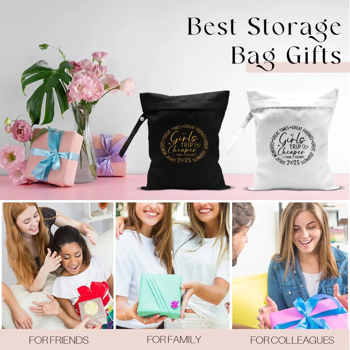 2Pcs Girls Trip Gifts Wet Dry Bag, Beach Bag Wet Bag Favors, Aloha Bags for sunscreen Swimsuit Toiletry Travel Essentials For Women, Beach Travel Laundry bags for Dirty Diaper Swimsuit Gifts
