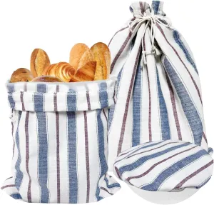 2pcs Reusable Linen Bread Bags with 1pc Proofing Bowl Cover, BPA-Free TPU Lining for Homemade Sourdough, Keep Loaf Fresh