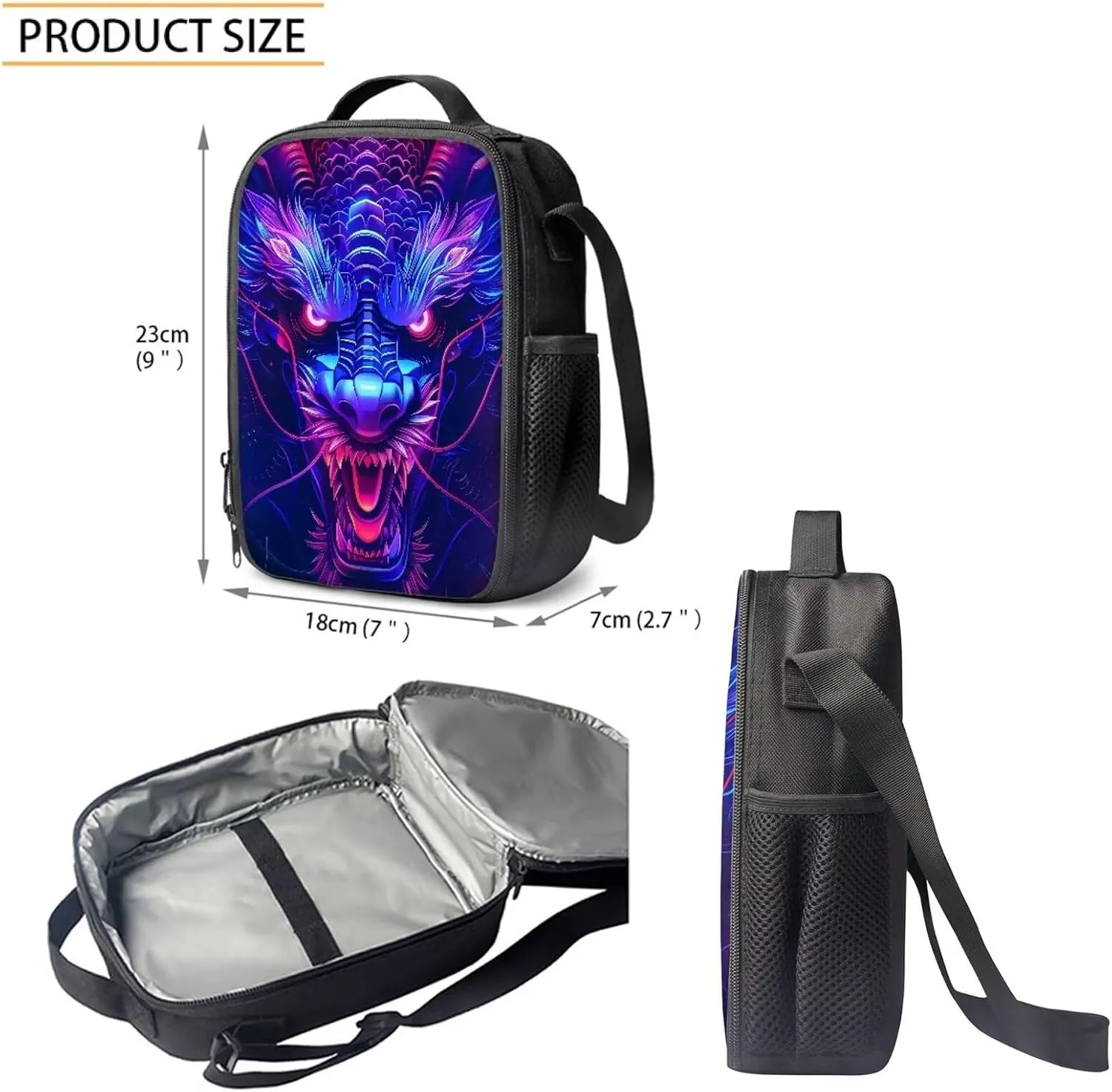 3 In 1 Boys Girls Bags Set, Knapsack Rucksack Lunch Bag with Thermal Insulated Pen Case for Boys Girls Teens