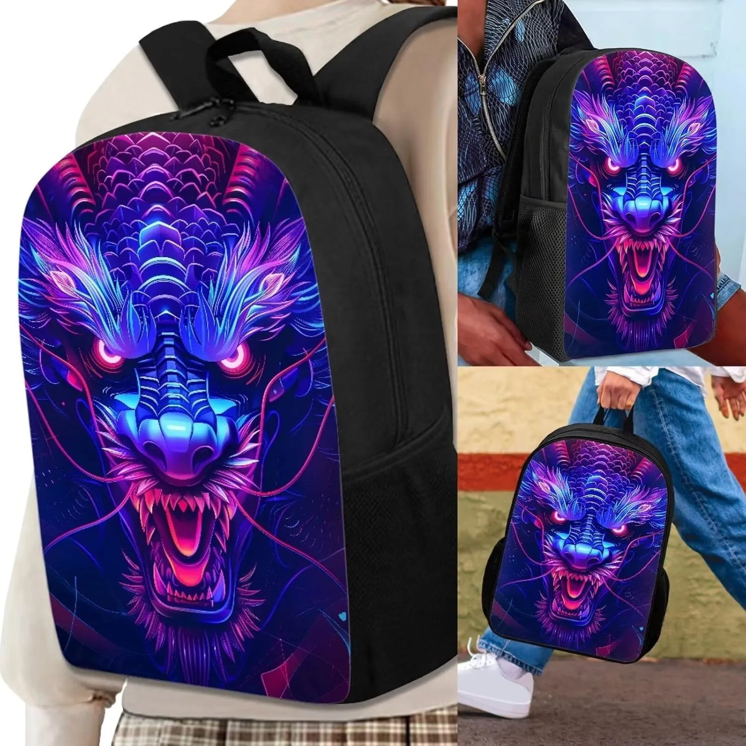 3 In 1 Boys Girls Bags Set, Knapsack Rucksack Lunch Bag with Thermal Insulated Pen Case for Boys Girls Teens