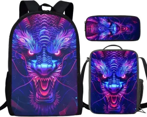 3 In 1 Boys Girls Bags Set, Knapsack Rucksack Lunch Bag with Thermal Insulated Pen Case for Boys Girls Teens
