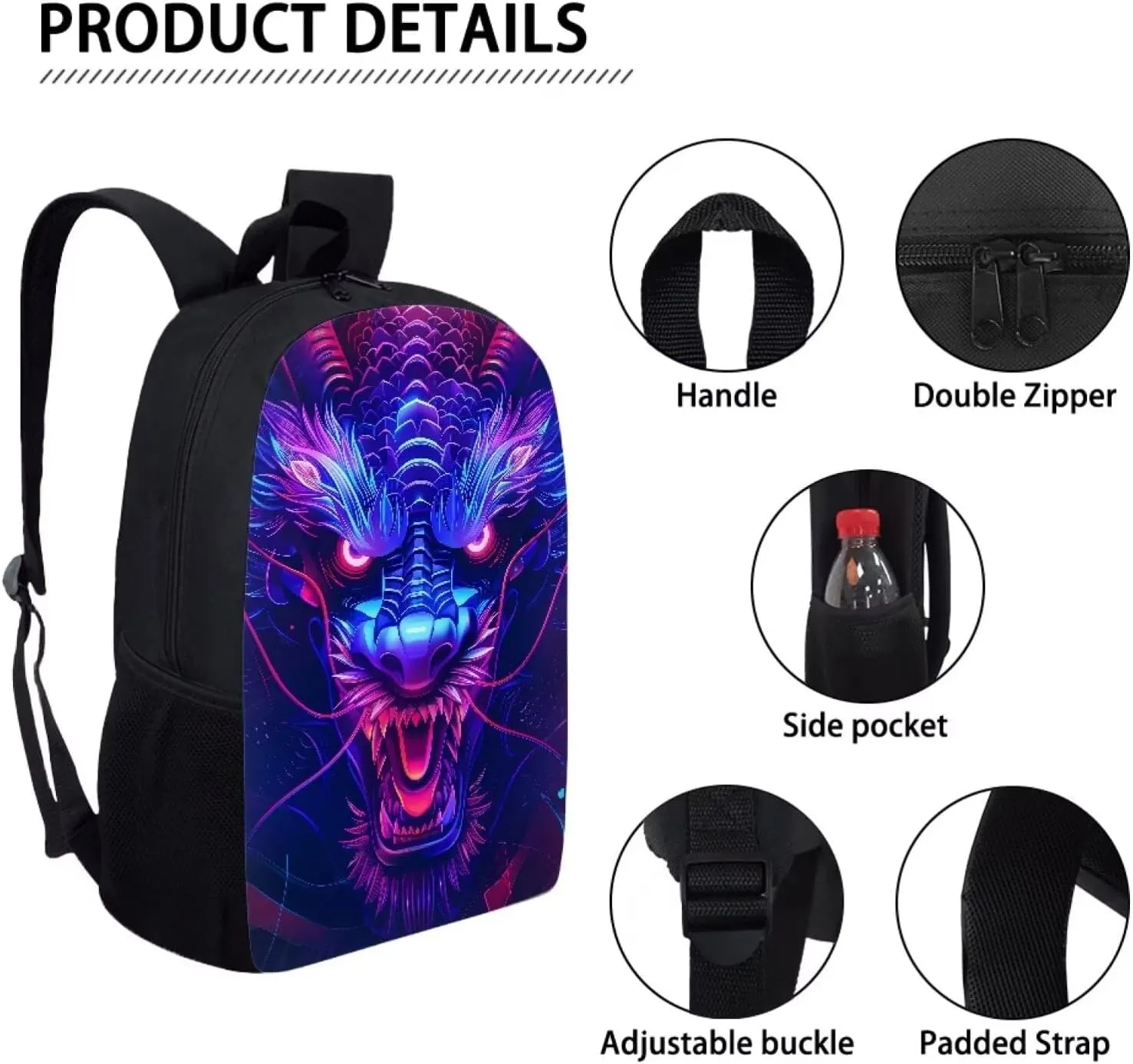 3 In 1 Boys Girls Bags Set, Knapsack Rucksack Lunch Bag with Thermal Insulated Pen Case for Boys Girls Teens