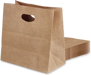 30 Pcs Kraft Paper Bags, 11x6x11" Paper Gift Bags with Die Cut Handle Bulk, Kraft Paper Tote Bags Party Favor Goody Bags Grocery Bags Shopping Bags Takeout Bags for Restaurant (Kraft)