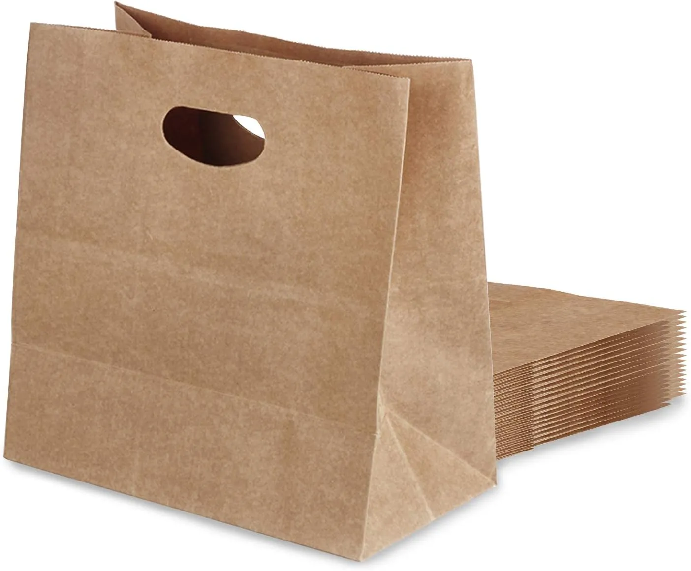 30 Pcs Kraft Paper Bags, 11x6x11" Paper Gift Bags with Die Cut Handle Bulk, Kraft Paper Tote Bags Party Favor Goody Bags Grocery Bags Shopping Bags Takeout Bags for Restaurant (Kraft)