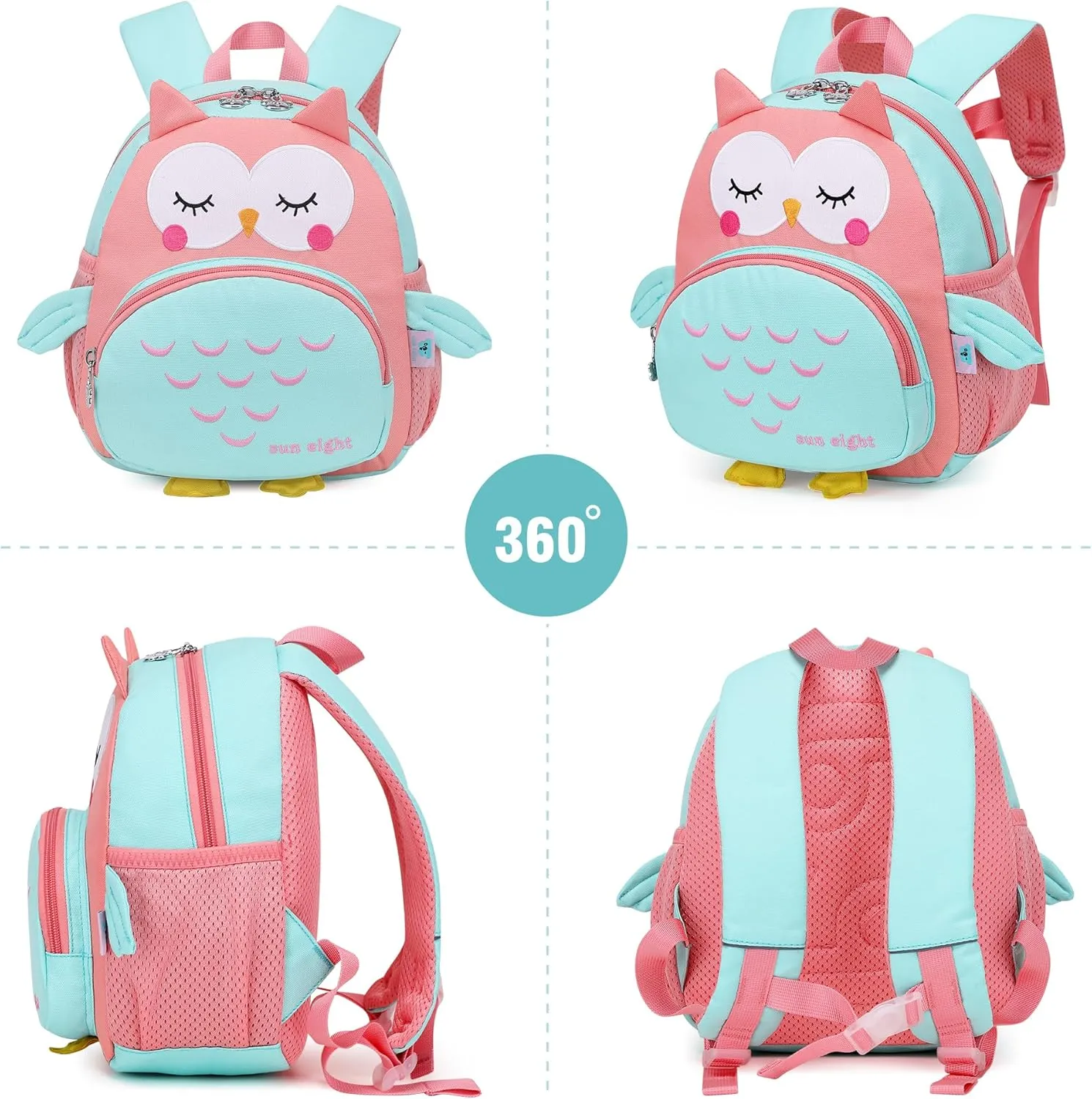 3D Owl Toddler Backpack - Waterproof Lightweight Mini Travel Bag for Boys & Girls 1-5 Years,Unisex Kids Preschool Backpack with Cute Animal Design (Owl Style)