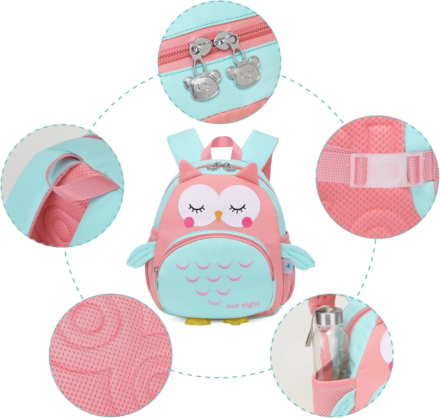 3D Owl Toddler Backpack - Waterproof Lightweight Mini Travel Bag for Boys & Girls 1-5 Years,Unisex Kids Preschool Backpack with Cute Animal Design (Owl Style)