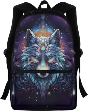 3D Wolf Print Backpackfor Teens Boys Lightweight Backpacks Daypack Bookbag Shoulder Bags Birthday Gift,Mysterious Wolf