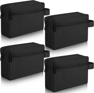 4 Pcs Toiletry Bag Water Resistant Shaving Toiletry Travel Cosmetic Bag for Men Portable Storage for Women Makeup Pouch Organizer with Large Capacity for Toiletries(Black,Plain)