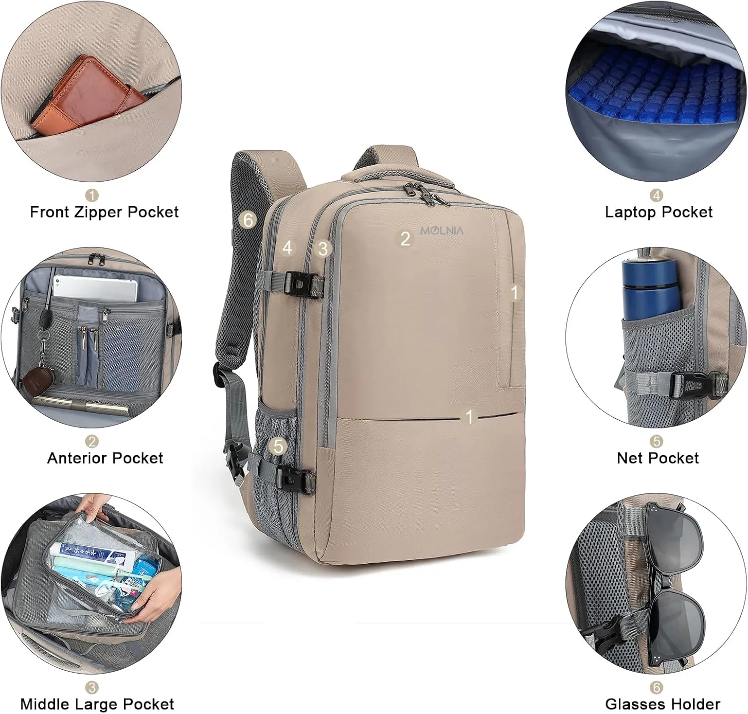 47L Carry on Backpack, Large Travel Backpack for Women Men Airline Approved, Expandable Suitcase Backpacks With Packing Cubes, Carry on Luggage Waterproof Backpack