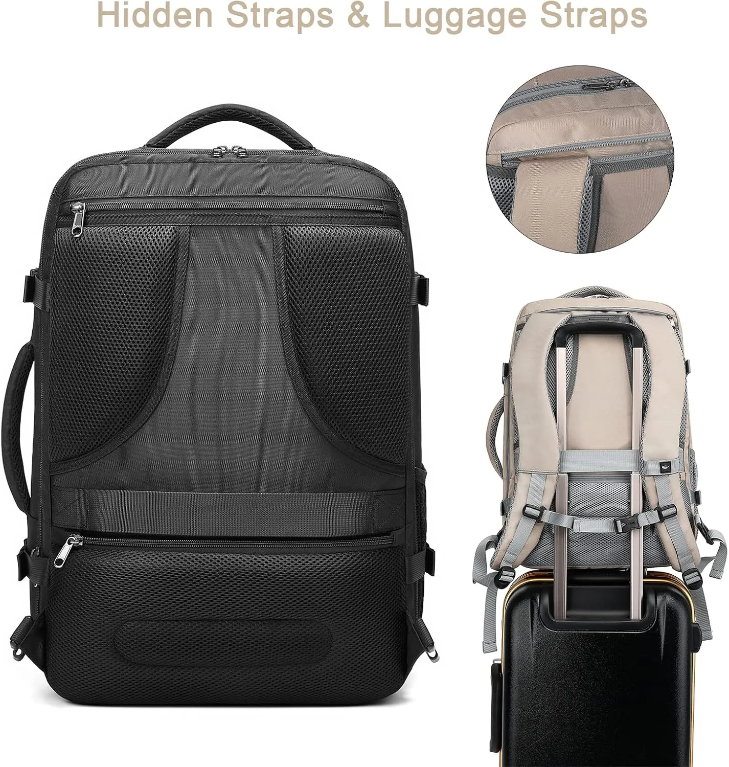 47L Carry on Backpack, Large Travel Backpack for Women Men Airline Approved, Expandable Suitcase Backpacks With Packing Cubes, Carry on Luggage Waterproof Backpack