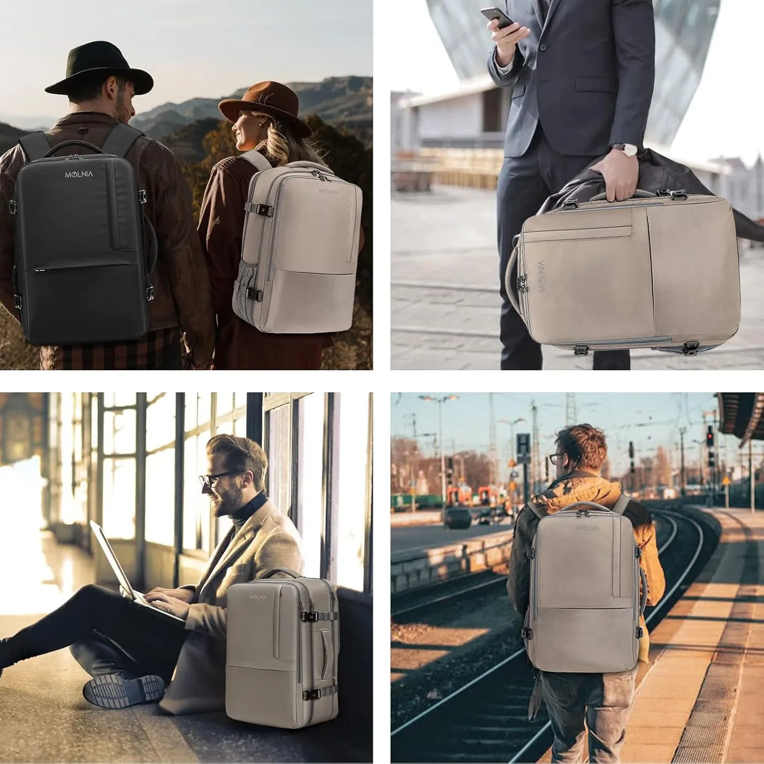 47L Carry on Backpack, Large Travel Backpack for Women Men Airline Approved, Expandable Suitcase Backpacks With Packing Cubes, Carry on Luggage Waterproof Backpack